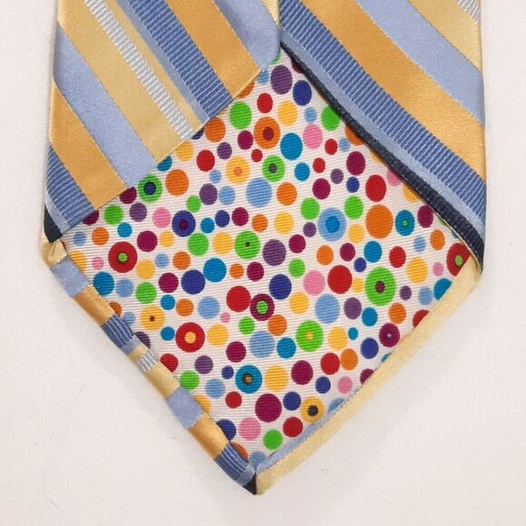 City of London 100% Silk 61" Regimental Striped Necktie Blue and Yellow - Picture 4 of 8